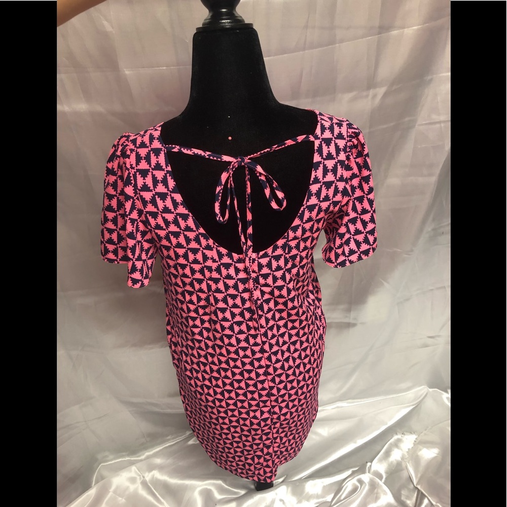 Pink summer dress with placket size small - Picture 3 of 6
